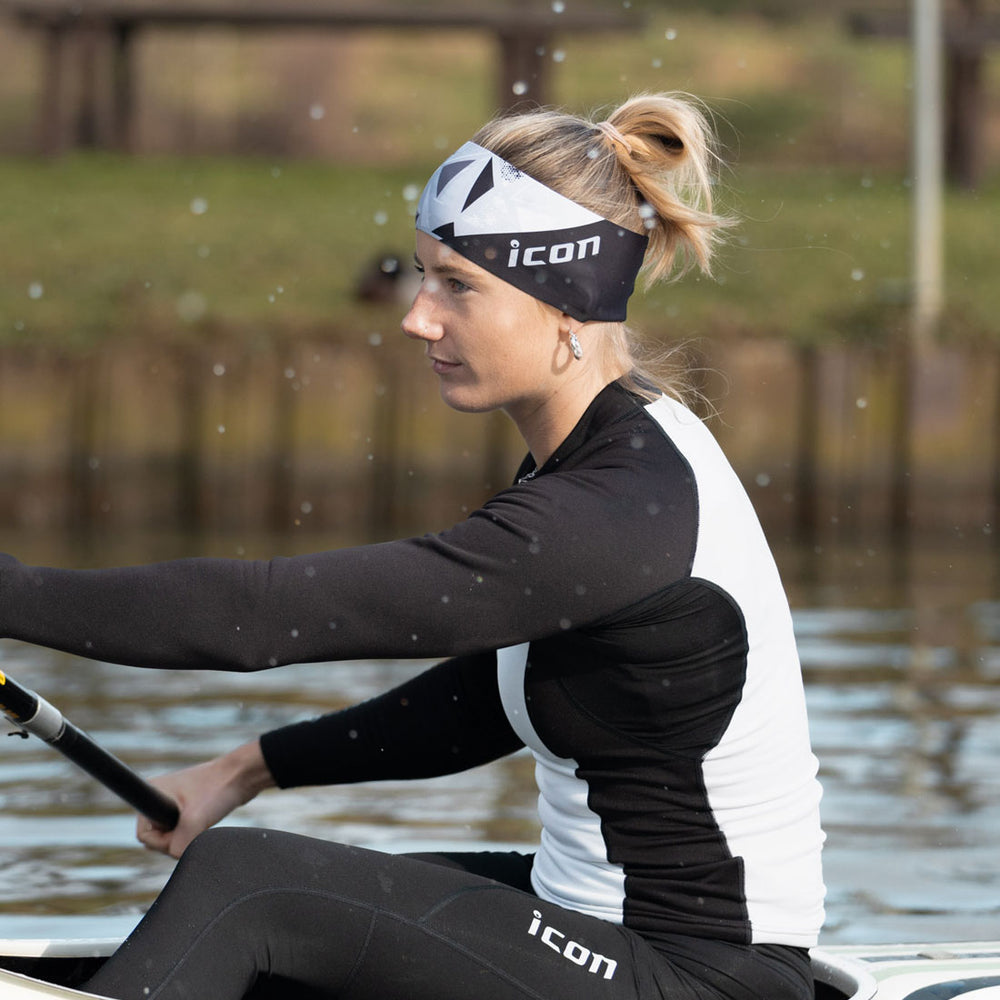 Unisex SP Paddlesport Headband, Black/White 'Frozen Glass'